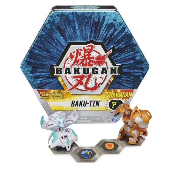 New in Box Bakugan Baku-Tin with 2 Mystery Bakugan -4 BakuCores-Cards - Picture 1 of 4